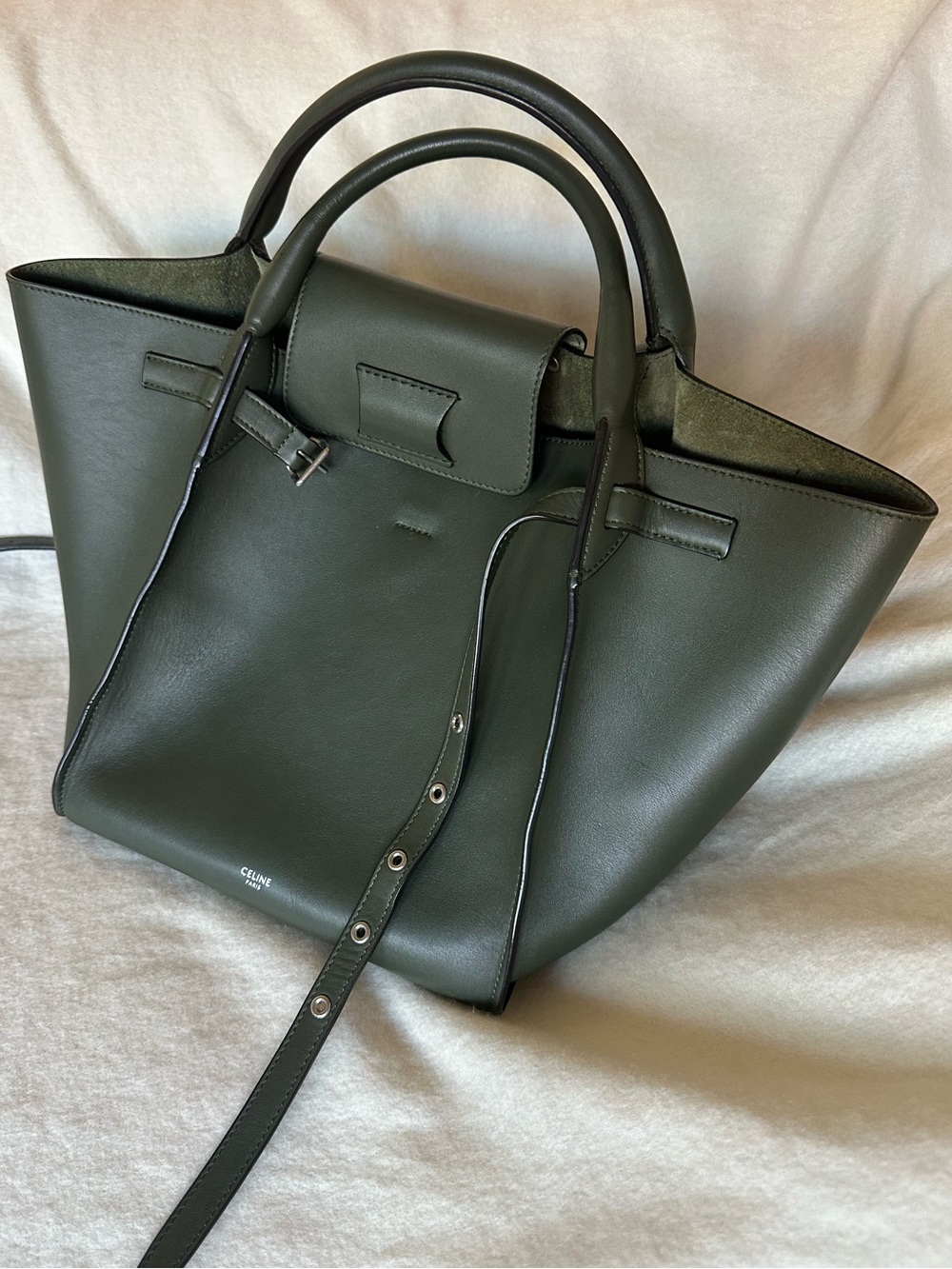 Celine big bag calfskin tote green